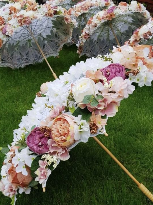 bridal entry floral umbrella design