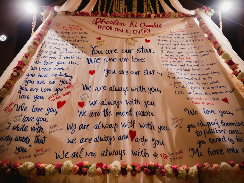little love notes or wedding vows on the bridal entry phoolon ki chaadar