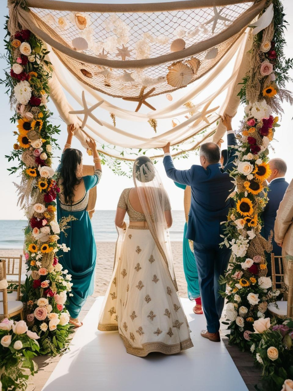 rustic beach theme bridal entry chaadar