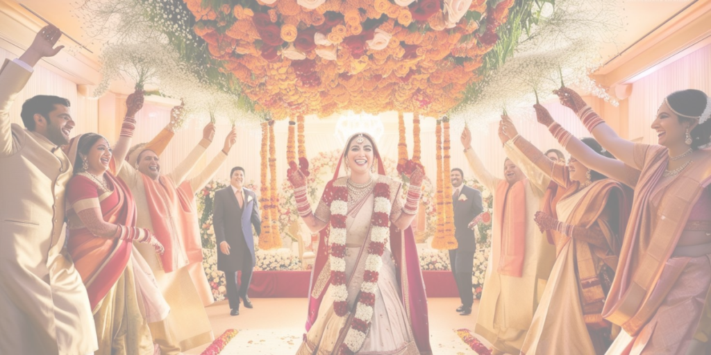 the scene features a beautifully adorned dj booth with vibrant lights, a li