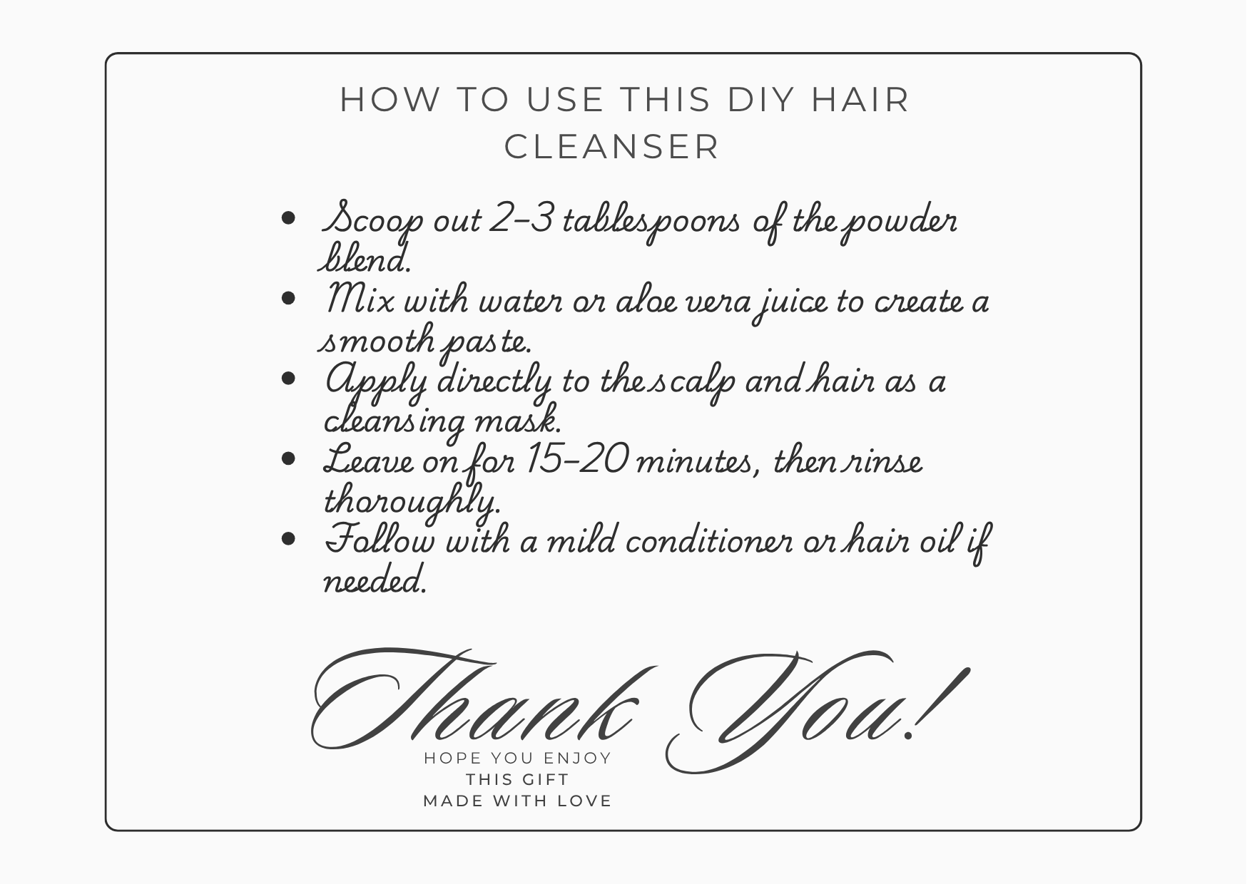 direction of use on how to use diy hair cleanser