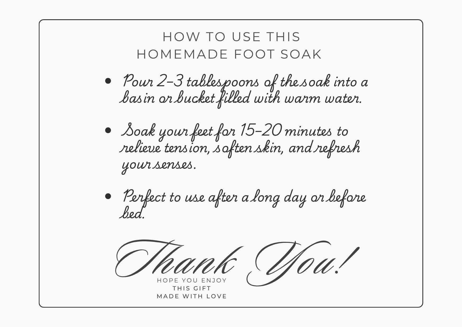 direction of use on how to use diy homemade foot soak