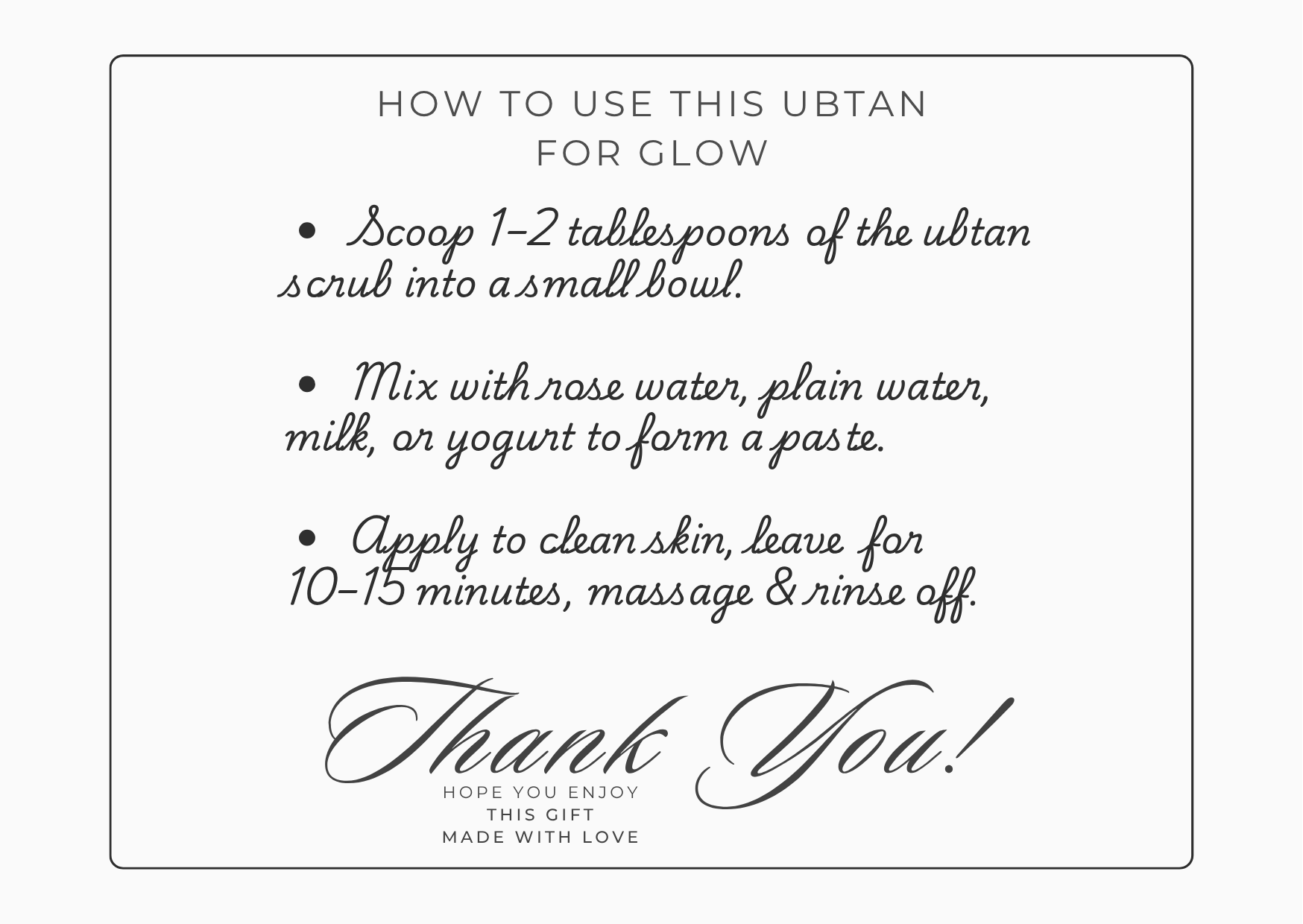 direction of use on how to use ubtan glow face scrub